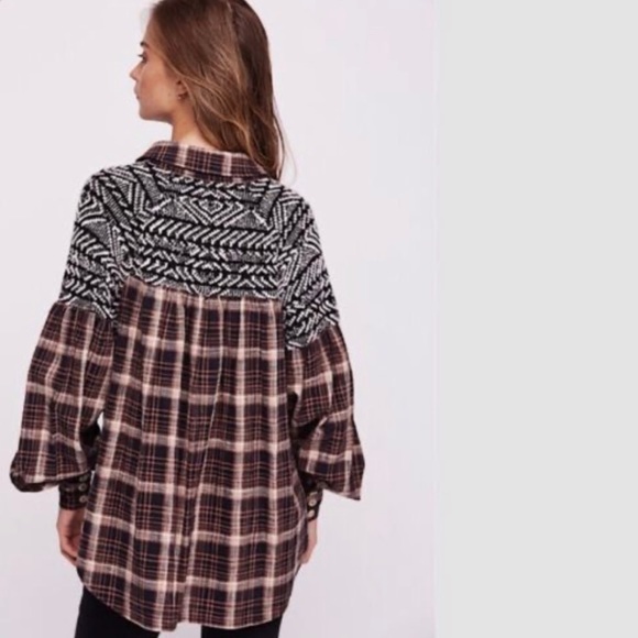 Free People Oversized Plaid Button Up Shirt - Picture 3 of 7